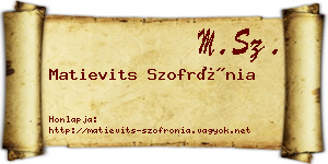 Matievits Szofrónia névjegykártya